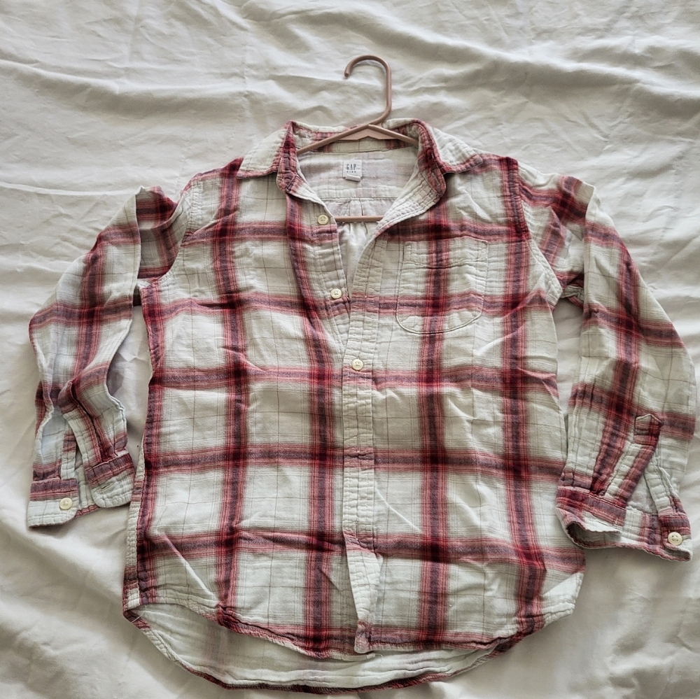 GAP Kids Red and White Plaid Shirt